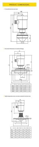 80Ghz Radar Level Sensor G1.5 DN80 Flange 0-200℃ Level Meter 4-20mA with DC24V Level Gauge Transmitter(0-20m G1.5)
