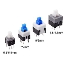 10Pcs Tact Tactile Mini On Off Self-Locking Switch Push Button Momentary Latching DIP 6 Pin with Cap(5.8x5.8mm,White Cap,Unlock)