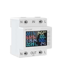 8in1 Power Meter 2P Multi-Function AC Energy Meter 170-270V/63A Voltage Current Meter Color Screen Digital Electric Power Meter(Only Off-No WiFi)