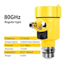 80Ghz Radar Level Sensor G1.5 DN80 Flange 0-200℃ Level Meter 4-20mA with DC24V Level Gauge Transmitter(0-20m G1.5)