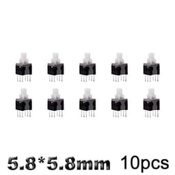 10Pcs Tact Tactile Mini On Off Self-Locking Switch Push Button Momentary Latching DIP 6 Pin with Cap(5.8x5.8mm,White Cap,Unlock)