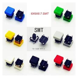 10PCS 6X6X7.3mm 4PIN DIP SMT Momentary Tact Button H=8.7mm with Cap Mini Push(Only Switch DIP)