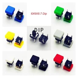 10PCS 6X6X7.3mm 4PIN DIP SMT Momentary Tact Button H=8.7mm with Cap Mini Push(Only Switch DIP)