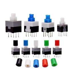 10Pcs Tact Tactile Mini On Off Self-Locking Switch Push Button Momentary Latching DIP 6 Pin with Cap(5.8x5.8mm,White Cap,Unlock)