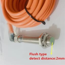 M12 Connector Type Inductive Sensor PNP NPN NO/NC Proximity Switch DC 3/4 Wire 5m Cable Angle Plug with LED Indicator(Flush Type 2mm,NPN NC)
