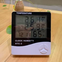 Temperature Humidity Alarm Clock Dual Display Meter with Detector Head, ABS