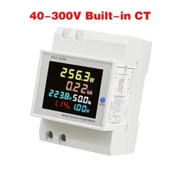 Single Phase Energy Meter Electricity Usage Monitor AC 40-300V 100A Voltmeter Ammeter Watt Kwh Frequency Power 1Pcs(40-300V Built-in CT)