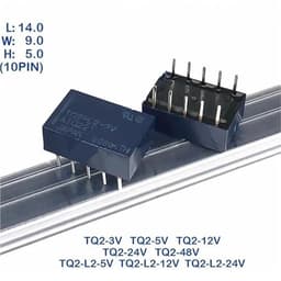 TQ2-3V TQ2-5V TQ2-12V TQ2-24V TQ2-48V TQ2 5V 12V 24V DC 1A 10Pin Signal Relays 2Pcs(TQ2-24V (ATQ204))