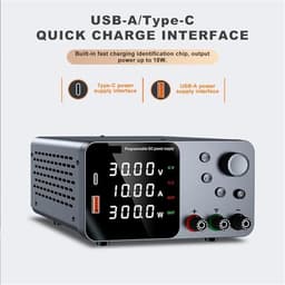 30V 10A Lab Power Supply USB A Type C Charging Port LED Display Encoder