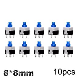 10Pcs Tact Tactile Mini On Off Self-Locking Switch Push Button Momentary Latching DIP 6 Pin with Cap(8.0x8.0mm,Green Cap,Unlock)
