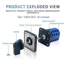 YMW26-32 Series LW26 32A 690V Silver Contact 1-8 Poles 2/3 Positions Changeover Cam Switch Rotary Selector LW28-32