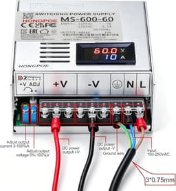 60V Power Supply, AC 110V/220V to DC 0-60V 10A 600W Power Converter, AC to DC Adapter, Low Voltage Transformer, Suitable for Landscape Lights, LED