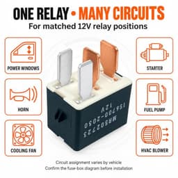 MR502723 156700-2030 12V 20A 4-Pin SPST Relay (2-Pack)