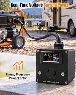 AC Power Meter L6-30P to L6-30R, 30A 240V Watt Ammeter Voltmeter Monitor