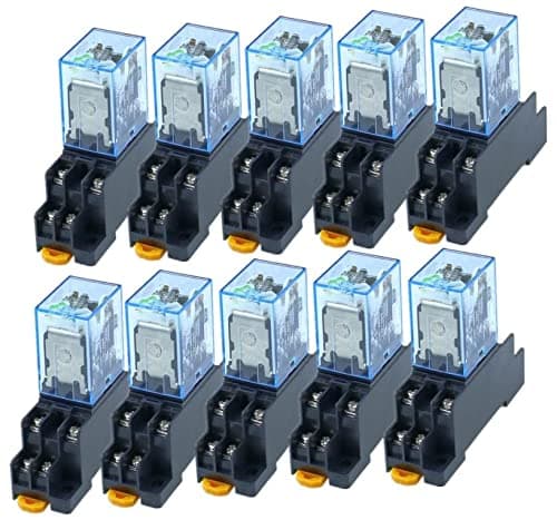 GUMMMY 10pcs MY2P HH52P MY2NJ 12V 24V DC/110V 220V AC Coil General Purpose DPDT Micro Mini Relay with Socket (Size : DC 12V)