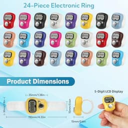 VZZNN Electronic Finger Counter,24 Pack Finger Founter Flicker,Tally Counter | 5 Digit Number Count Clicker,clicker Counter,12 Colors Counting