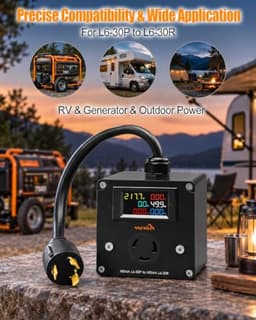 AC Power Meter L6-30P to L6-30R, 30A 240V Watt Ammeter Voltmeter Monitor