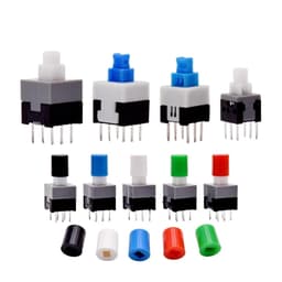 10Pcs Tact Tactile Mini On Off Self-Locking Switch Push Button Momentary Latching DIP 6 Pin with Cap(5.8x5.8mm,White Cap,Unlock)