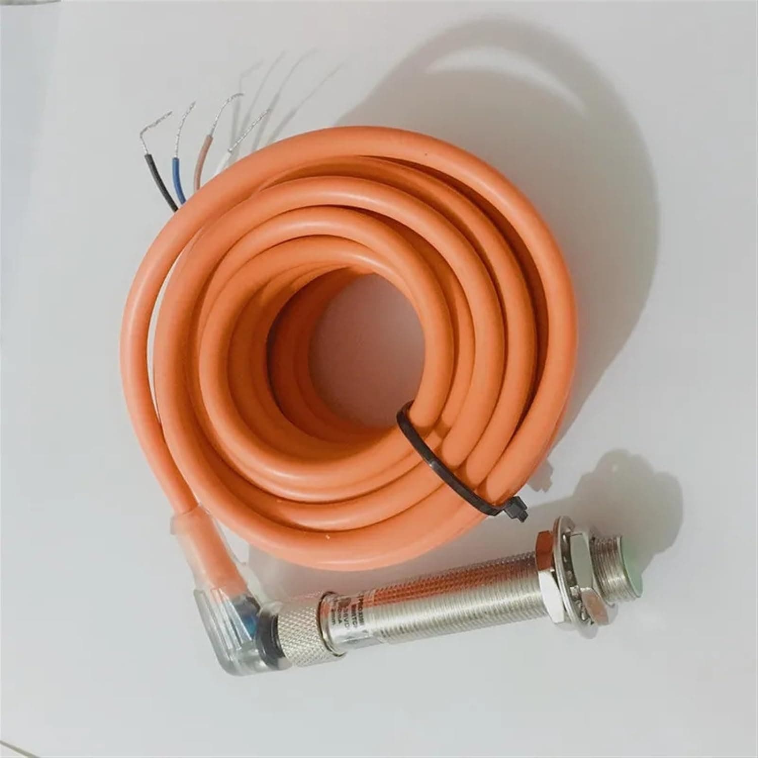 M12 Connector Type Inductive Sensor PNP NPN NO/NC Proximity Switch DC 3/4 Wire 5m Cable Angle Plug with LED Indicator(Flush Type 2mm,NPN NC)