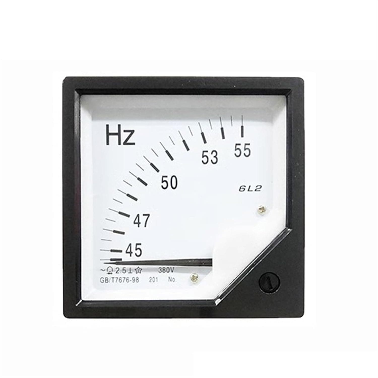 6L2-Hz AC Frequency Meter 45-55Hz 100V 220V 380V 6L2 Voltmeter Square Pointer Voltage 80x80mm 1Pcs(220V)