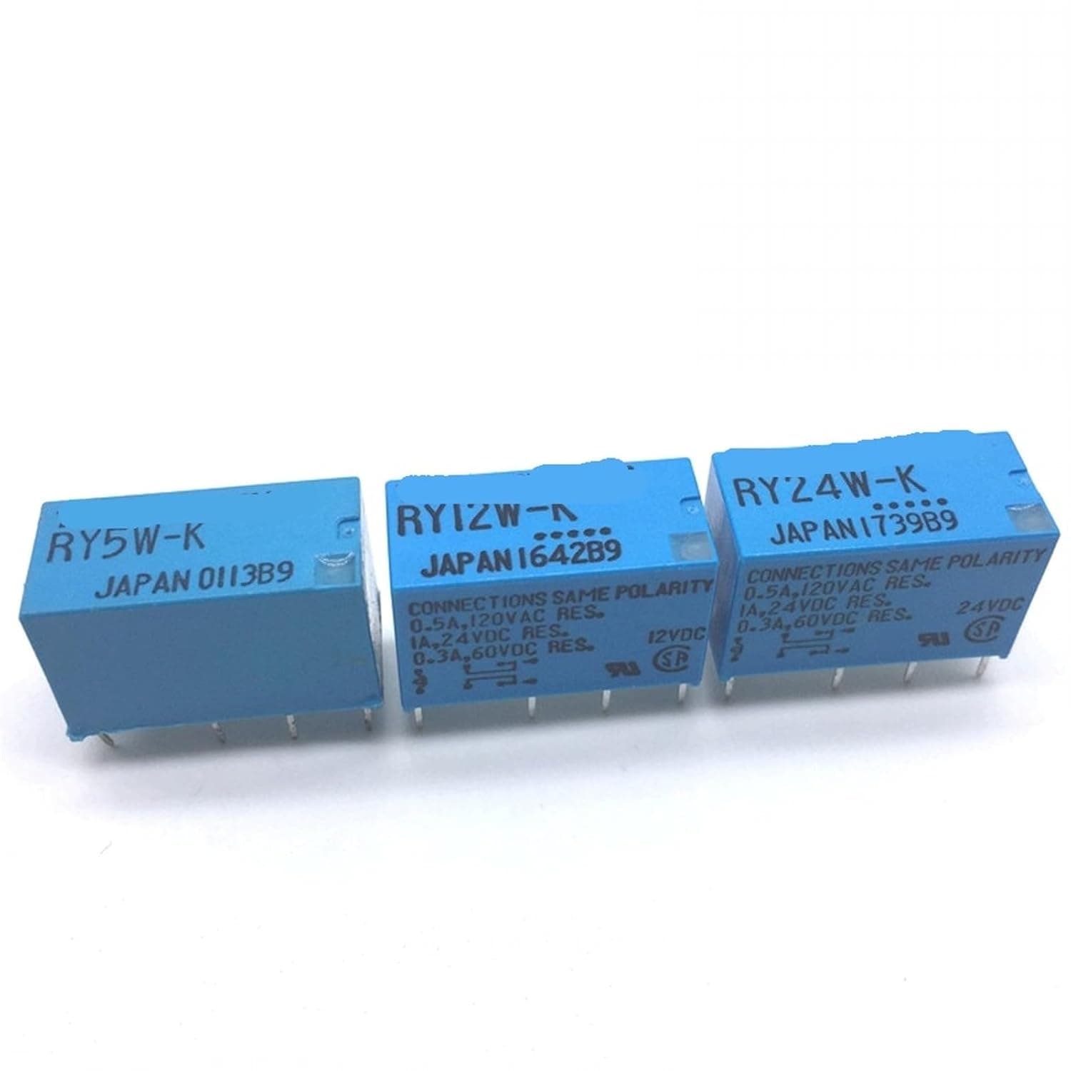 RY5W-K RY12W-K RY24W-K 5/12/24V DPDT Signal Relay 8 Pin 1A 5Pcs