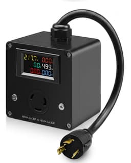 AC Power Meter L6-30P to L6-30R, 30A 240V Watt Ammeter Voltmeter Monitor