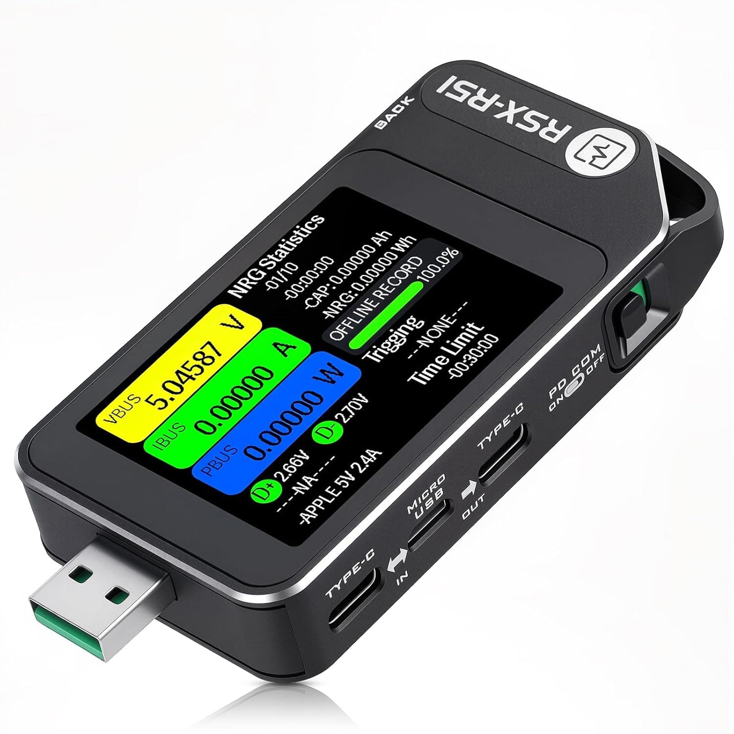 USB C Power Meter Tester USB Multimeter 6-Digit 4-28V 0-7A Voltage Current Capacity Amp Volt Watt Voltmeter Ammeter PD/QC Fast Charging Detector