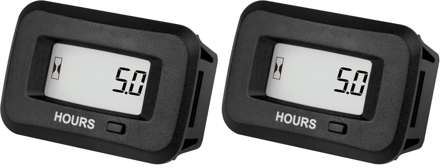 Jayron Digital Hour Meter AC/DC 5-277V - Initial Hours Settable, Dual Resettable Timers, IP68 Waterproof Maintenance Tracker for Lawn Mower Tractor