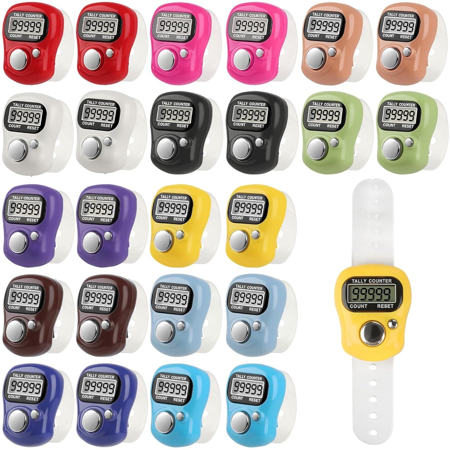VZZNN Electronic Finger Counter,24 Pack Finger Founter Flicker,Tally Counter | 5 Digit Number Count Clicker,clicker Counter,12 Colors Counting