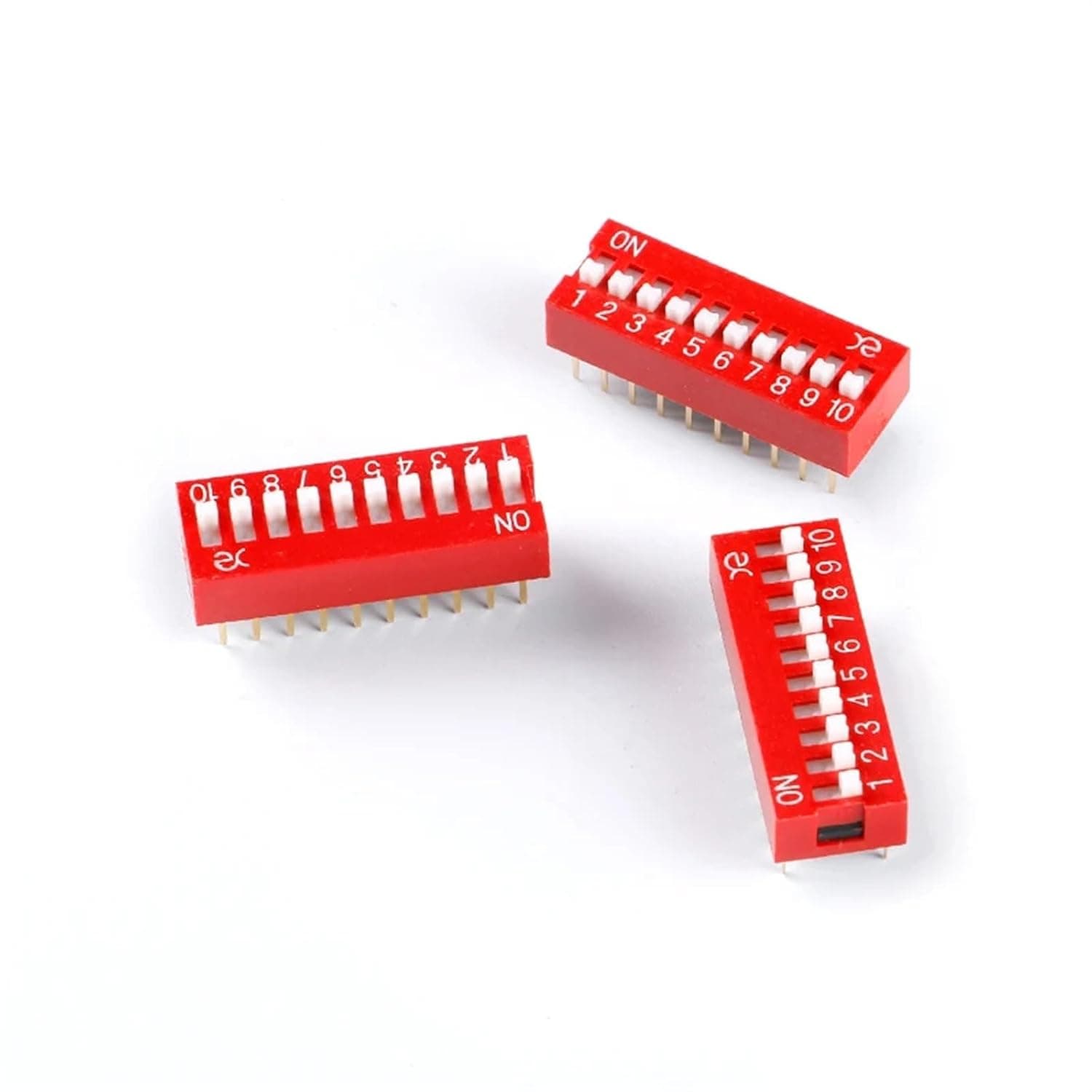 5Pcs 2.54mm Red Flat Dial Toggle Coding Switch Touch ON/Off DIP DS 1-10P DS-4P DS-08P DS-10P DS-6P DS-2P(7P)